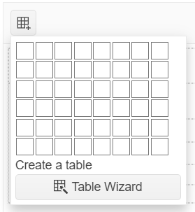 Kendo UI for jQuery Editor Table Wizard Open