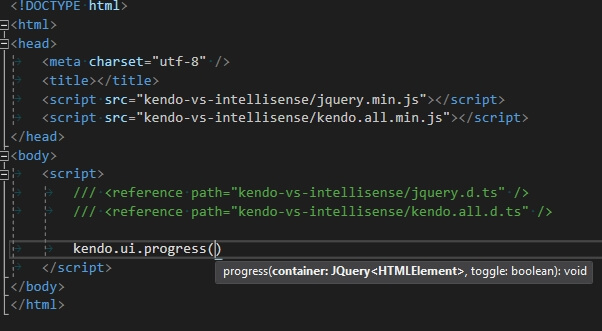 Kendo UI for jQuery add typescript references to javascript