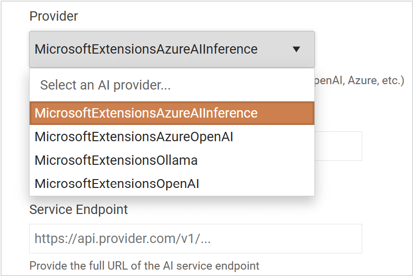 An image of the providers supported by the Report Server