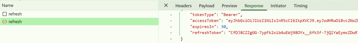 The response to the 'refreshToken' request from the Report Server for .NET with the new couple of short-lived tokens.