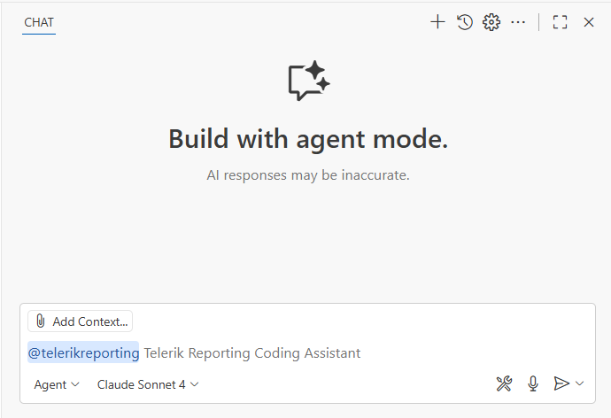 Recognized the TelerikReporting Assistant
