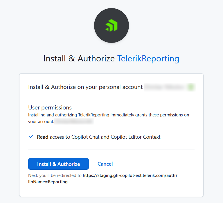 Authorize the Telerik Reporting GitHub App