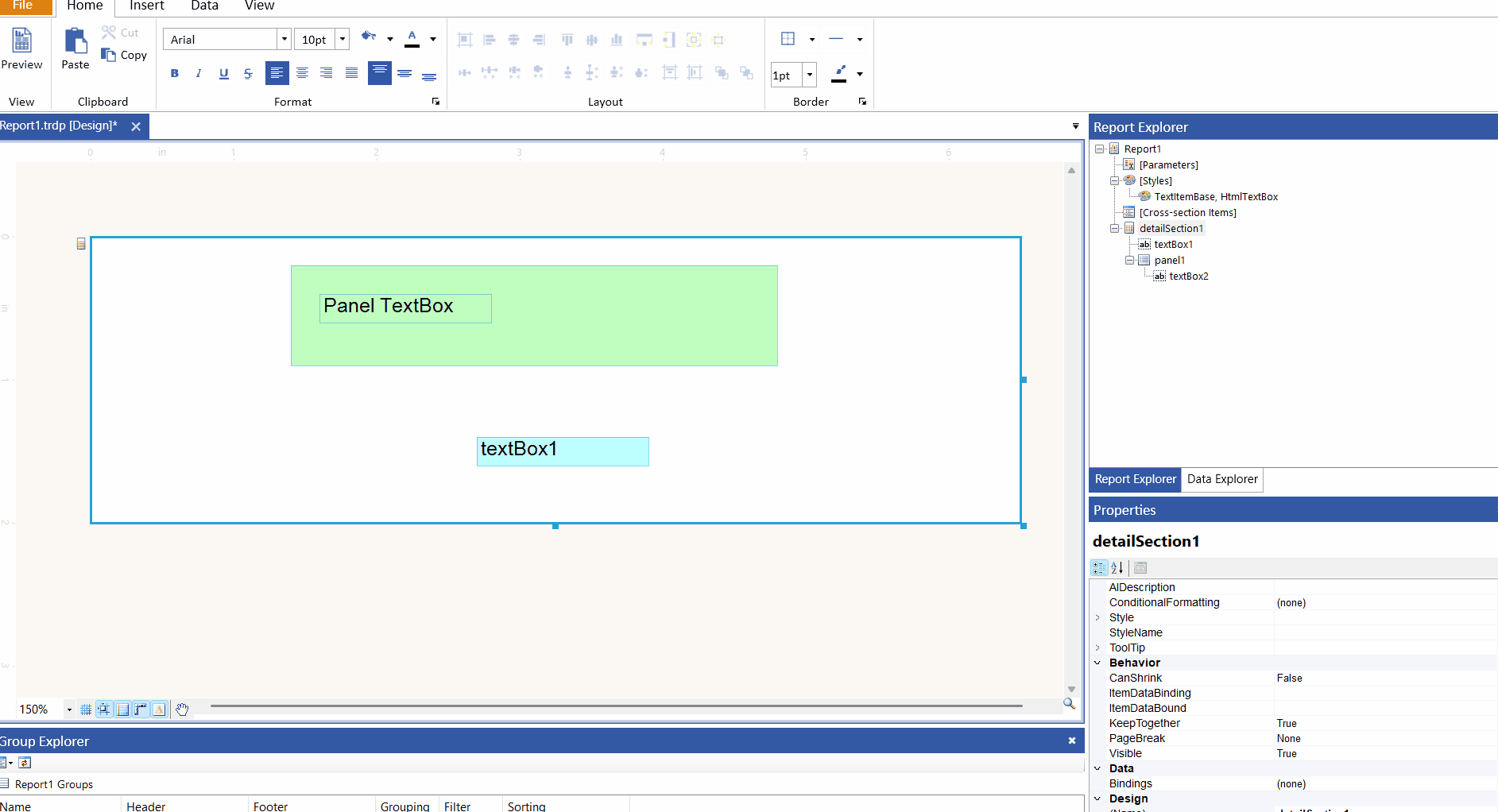 Reordering items in the Report Explorer of the Standalone Report Designer.