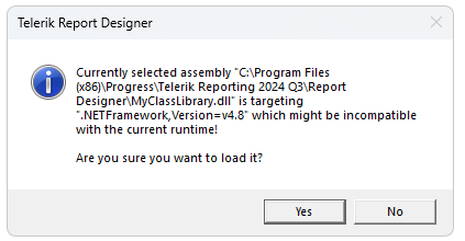 Assembly Reference in the Standalone Report Designer's Options