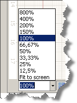 The Zoom combo box where you may specify the zoom percentage