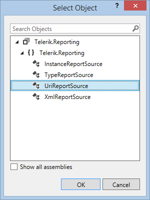 An image of the Wpf Report Source Editor with UriReportSource being the selected option