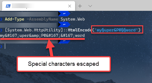 Powershell Encoding of a Password containing special characters