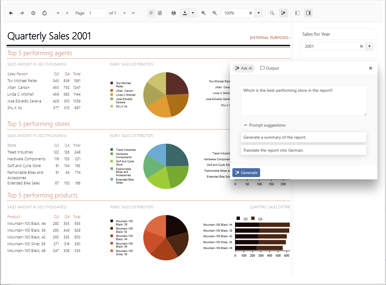 The UI of the AI system after configuration.