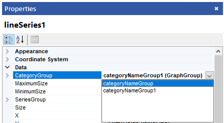 Change the Category Group of the lineSeries1 in the Properties pane of the Standalone Report Designer