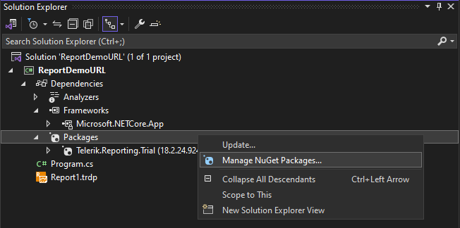 Open NuGet Package Manager