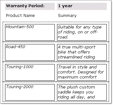 The report previewed in the designer with TextBoxes CanShrink and CanGrow set to false showing only the content that fits within the TextBox boundaries