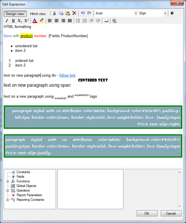 The HtmTextBox Editor Design View