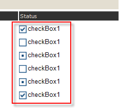 The previewed report with different states of the status checkbox