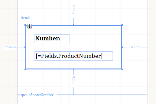 A Panel with two TextBox report items