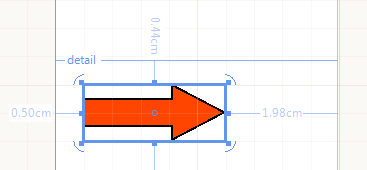 A Shape report item having its shape set to right arrow