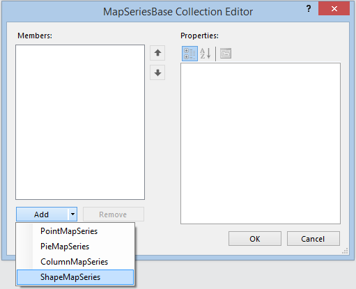 Adding a new ShapeMapSeries with the MapSeriesBase Collection Editor of the Report Designer