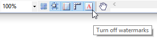 Image showing the button used to toggle the watermarks on and off in the report designer.
