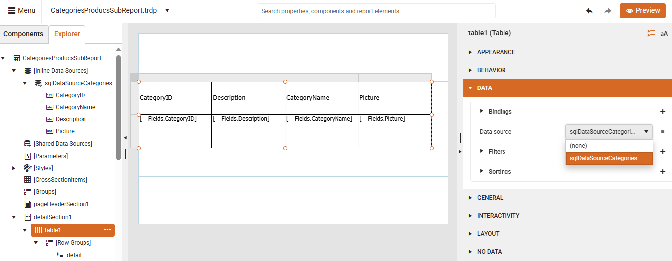 Create Categories Table ><