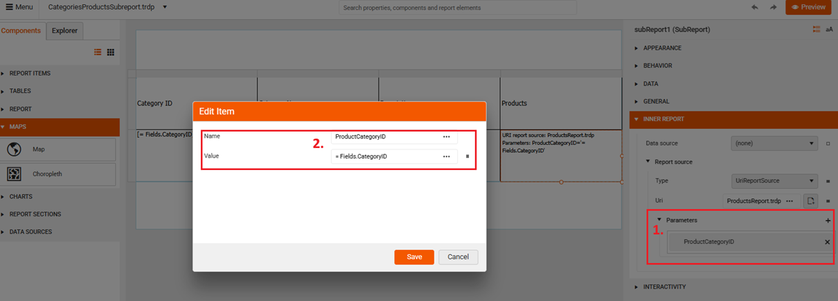 Setup ProductCategoryID Report Parameter ><