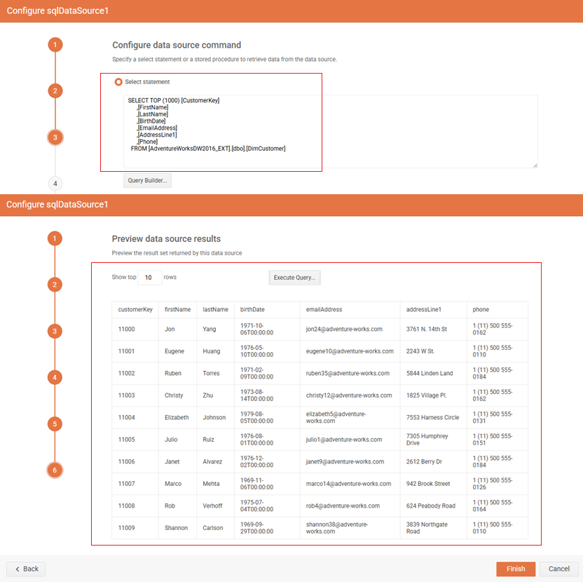 Select and Preview SQL Data ><