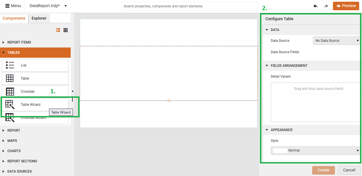 Launching Data in a Table ><
