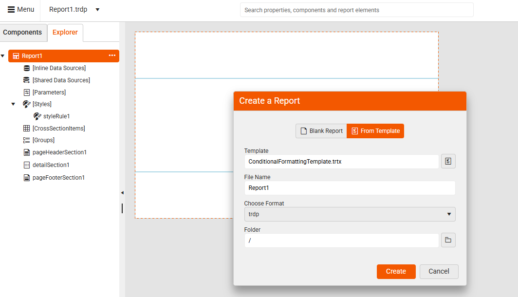 Report From a Template ><