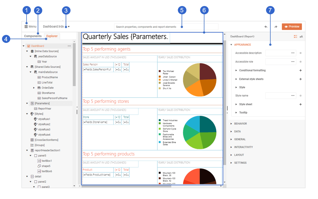 UI Overview of the Telerik Web Report Designer