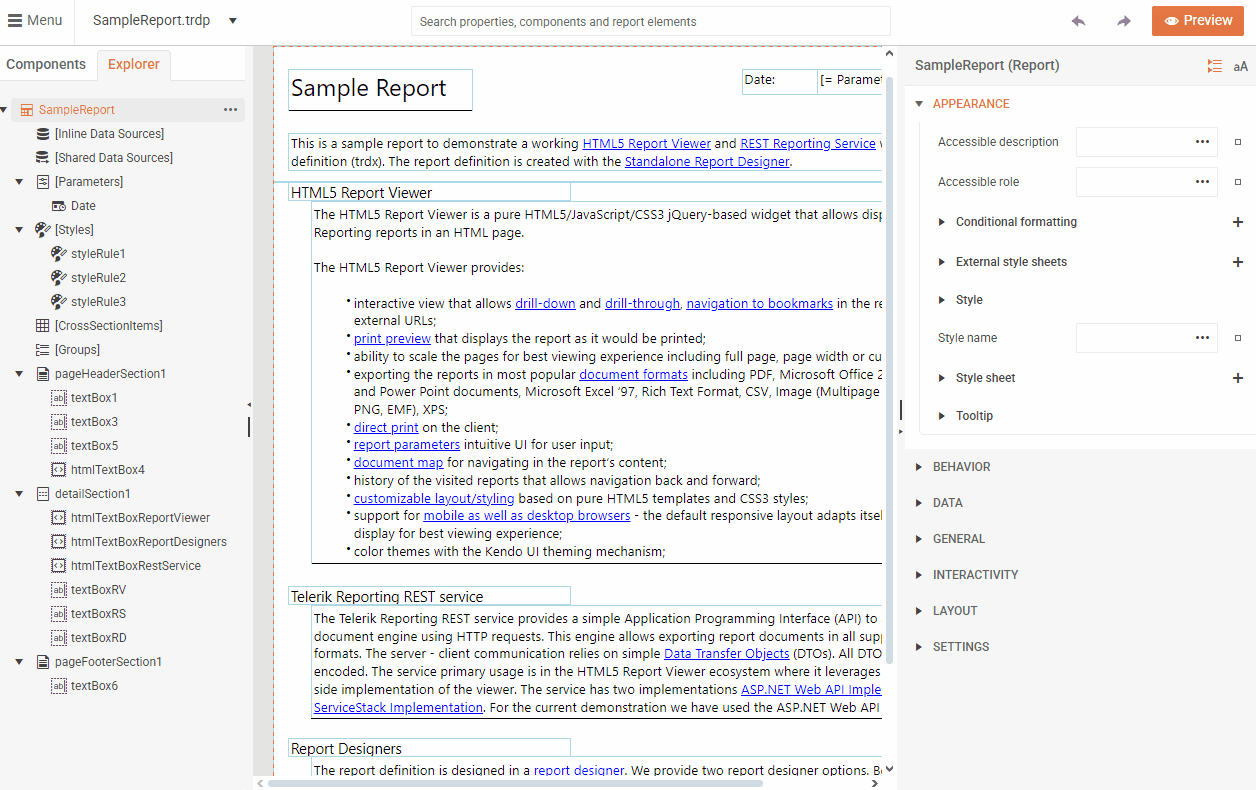 Create New Report ><
