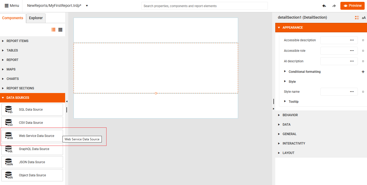 Create Web Service Data Source ><