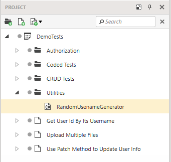 Code Item in Project Explorer