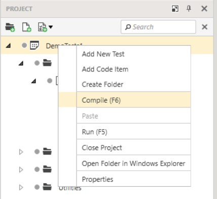 Compile Project Context Menu