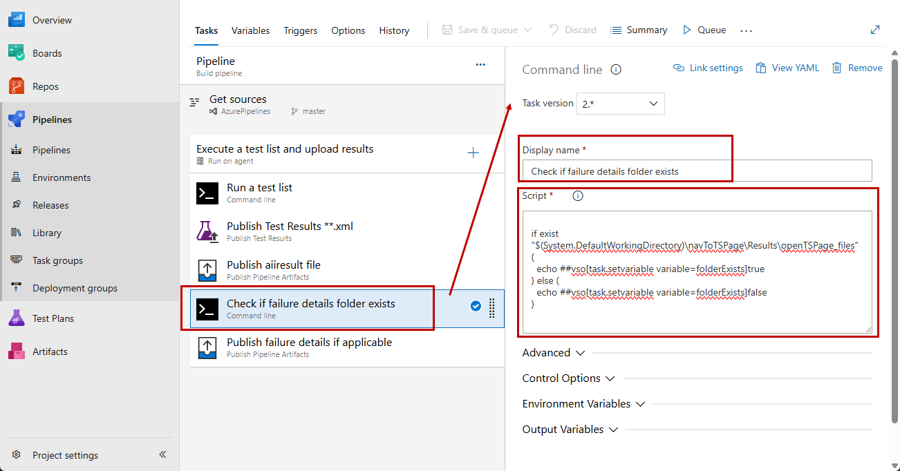 Script to check if a folder exists and set