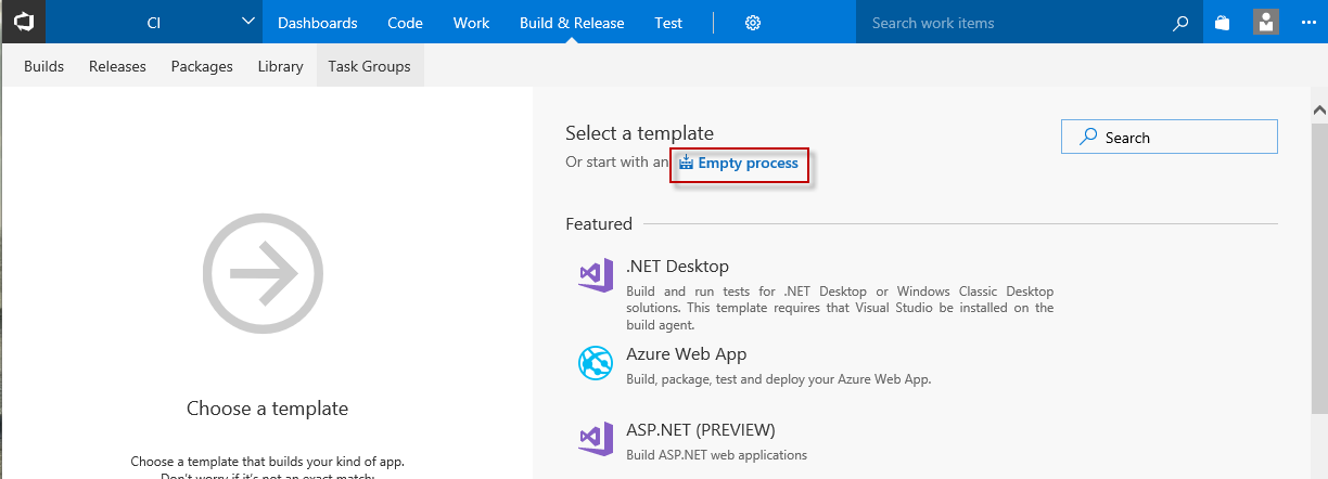 Empty Build Definition