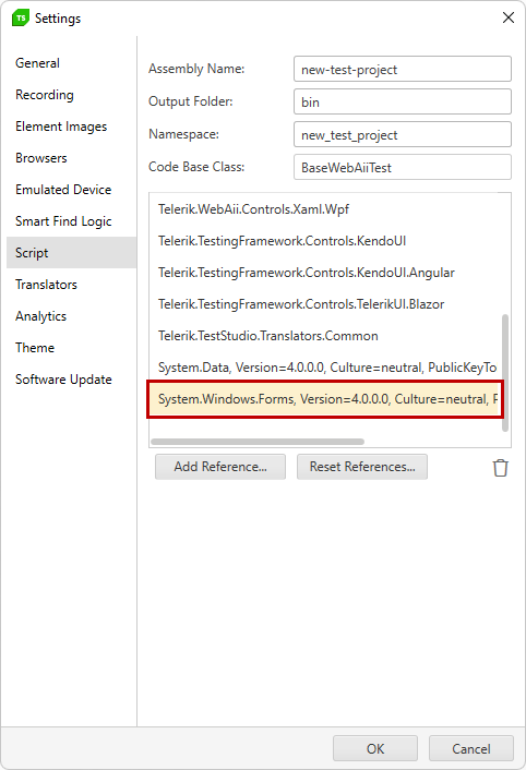 Add an Assembly Reference - Progress Test Studio