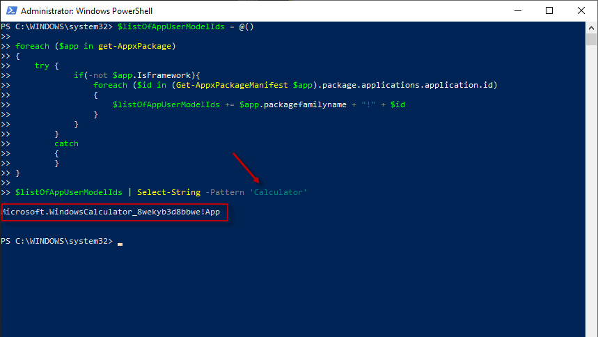 Filtered list of app ids in powershell console