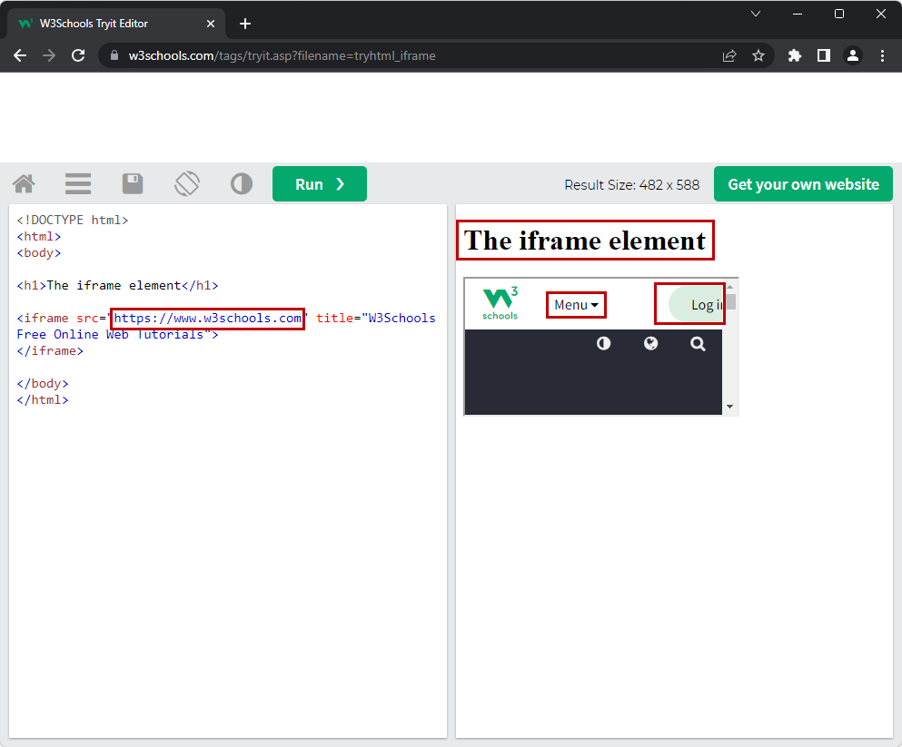 add html code as iframe to webpage