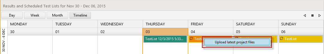  Scheduled test list Upload latest project files
