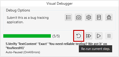 Visual Debugger Re-run Current step