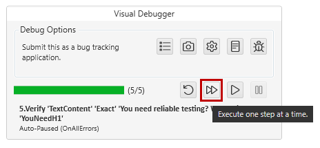 Visual Debugger Execute one step at a time
