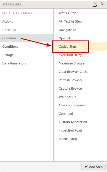 Add a coded step