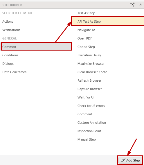 Step Builder API Test as step