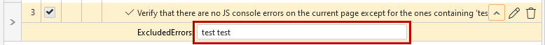 ExcludedErrors Field in JSErrors Step