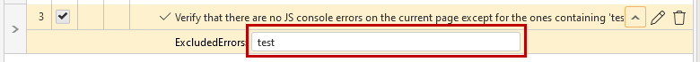 ExcludedErrors Field in JSErrors Step