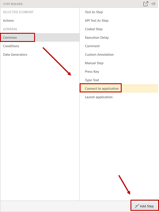 Add Connect to Application step