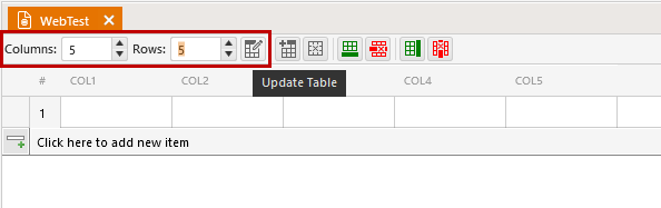Set number of rows and columns
