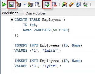 oracle example table database create data db insert driven testing test connect possible once created