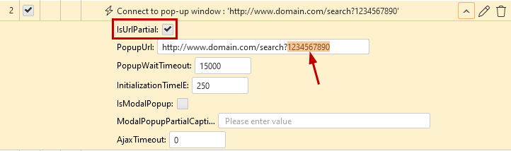Popup with dynamic URL for Connect/Close popup steps