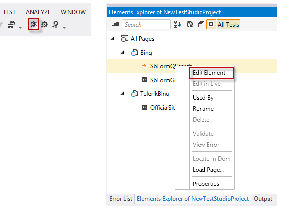 Edit Element VS