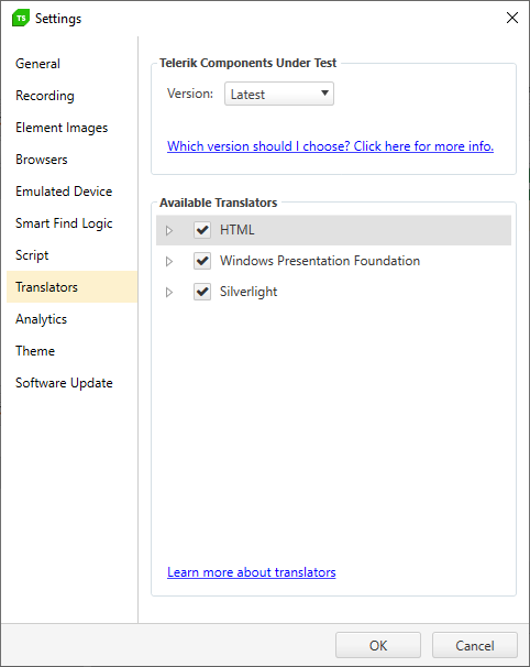 Translators Project Settings