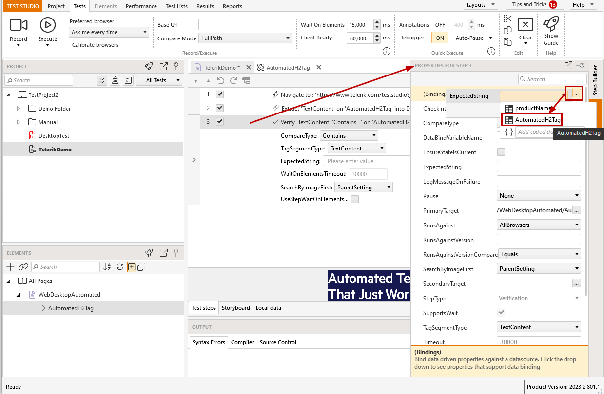 Data binding properties